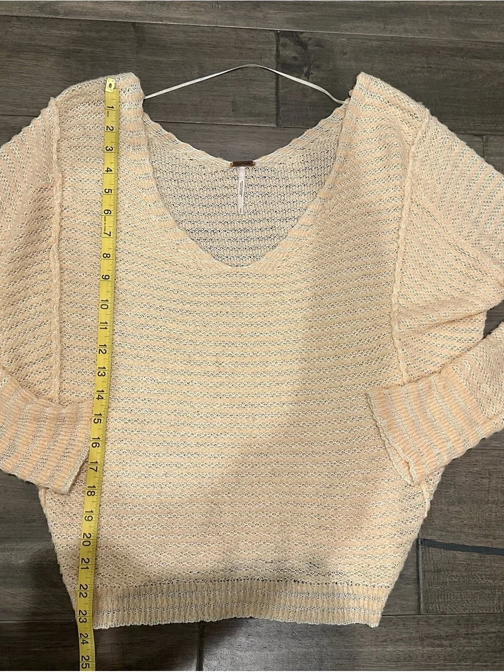 Free People Peach Knit V-Neck Sweater